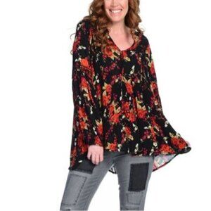 Indigo Thread Co Woven Long Lantern Sleeve Crochet Trim Peasant Top Size XL